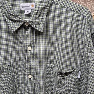 Carhartt Button Down Shirt XL GREEN Long Sleeve